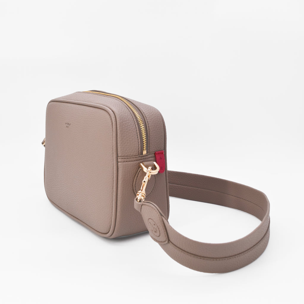 Grace Beige and Brown Leather Crossbody Bag