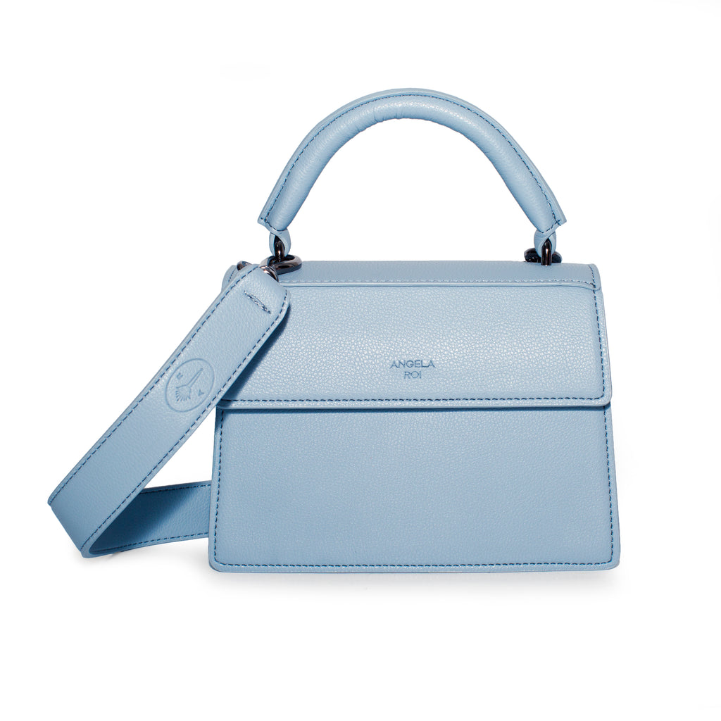 Blue Leather Mini top handle bag