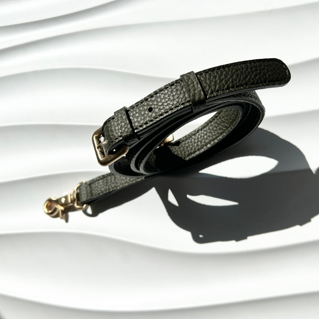 Black Faux Leather Crossbody Phone Strap