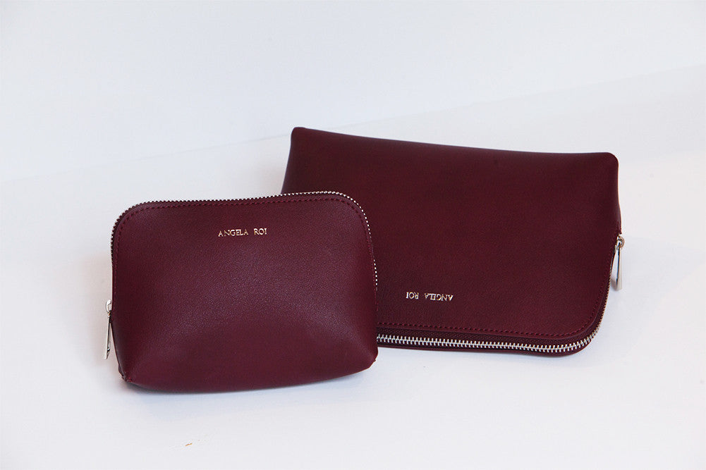 Designer Plum Cosmetic Case | Vegan Handbags by Angela Roi
